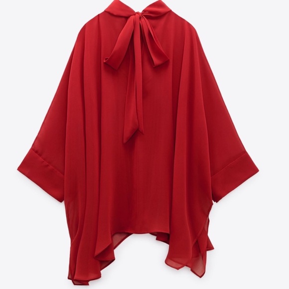 ZARA LIMITED EDITION TIED CAPE TOP WITH MATCHING PANT SET - Picture 3 of 4